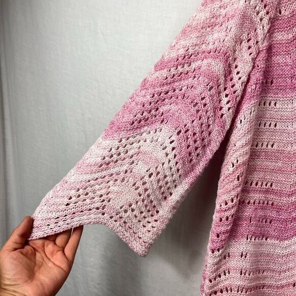 Lane Bryant Crochet Bell Sleeve Tunic Womens 26 28 Boho Pink Coverup Plus Size - Picture 2 of 7